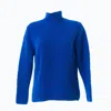 Altramoda Redressing The World Blue Women's Oversized Turtleneck Sweater In Responsible Wool And Cashmere Blu Royal In Blue