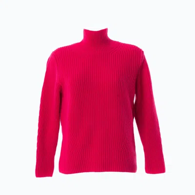 Altramoda Redressing The World Pink / Purple Women's Oversized Turtleneck Sweater In Responsible Wool And Cashmere Cherry In Pink/purple