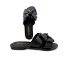 Altramoda Redressing The World Black Lido Bow Slides For Women In Vegetable-tanned Leather