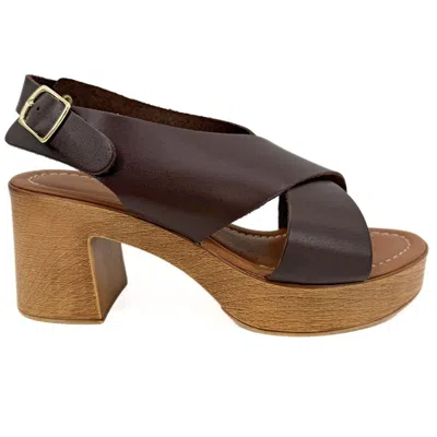 Altramoda Redressing The World Brown Firenze Heeled Sandals For Women In Vegetable-tanned Leather