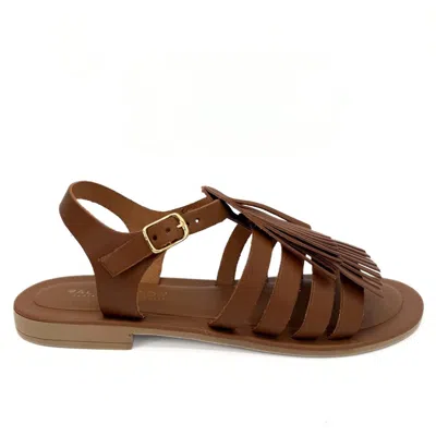 Altramoda Redressing The World Brown Lido Fringe Sandals For Women In Vegetable-tanned Leather - Tan