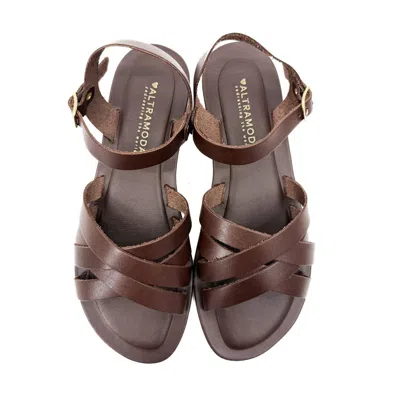 Altramoda Redressing The World Brown Lido Women's Cross-strap Sandals In Vegetable-tanned Leather - Tan