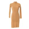 Altramoda Redressing The World Brown Women's Turtleneck Dress In Recycled Cashmere Camel Color In Brown