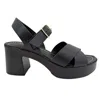 Altramoda Redressing The World Firenze Women's Cross-strap Platform Sandals In Copper Vegetable-tanned Leather - Black