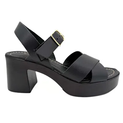 Altramoda Redressing The World Firenze Women's Cross-strap Platform Sandals In Copper Vegetable-tanned Leather - Black