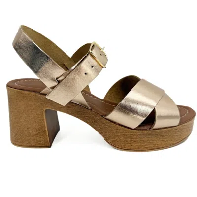 Altramoda Redressing The World Gold Firenze Women's Cross-strap Platform Sandals In Copper Vegetable-tanned Leather - Copper