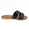 Altramoda Redressing The World H-strap Crystal Slides For Women In Natural Leather - Black
