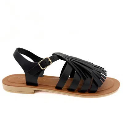 Altramoda Redressing The World Lido Fringe Sandals For Women In Vegetable-tanned Leather - Black