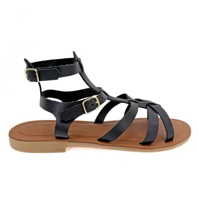 Altramoda Redressing The World Lido Gladiator Sandals For Women In Vegetable-tanned Leather - Black