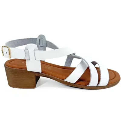 Altramoda Redressing The World Lucca Cross-strap Heeled Sandals For Women In Vegetable-tanned Leather - White