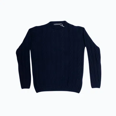 Altramoda Redressing The World Men's Cable Knit Sweater In Recycled Cashmere - Blue