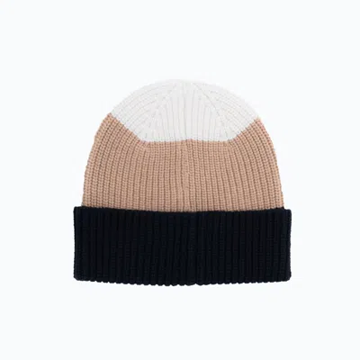 Altramoda Redressing The World Women's Black / White / Neutrals Basic Striped Beanie With Cuff In Responsible Wool And Cashmere
