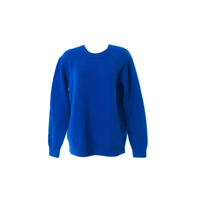 Altramoda Redressing The World Women's Crew-neck Sweater In Responsible Wool And Royal Blue Cashmere.