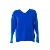 Altramoda Redressing The World Women's V-neck Sweater In Wool And Cashmere In Blue Royal. In Blue