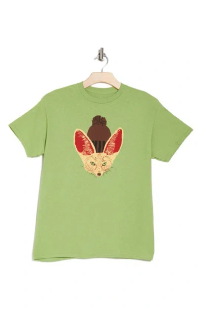 Altru Fox In The Hat Cotton Graphic Tee In Green