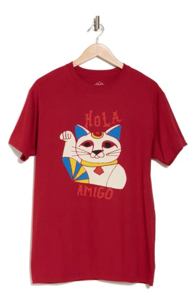 Altru Hola Amigo Cotton Graphic T-shirt In Dark Red