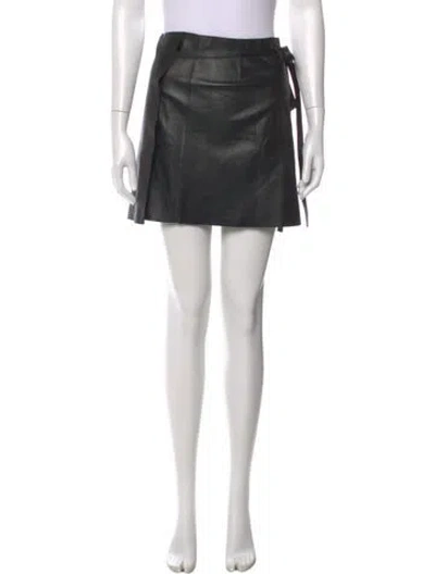 Pre-owned Altu Lamb Leather Mini Skirt In Black