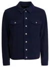 Altum Suede Buttoned Overshirt In Blue