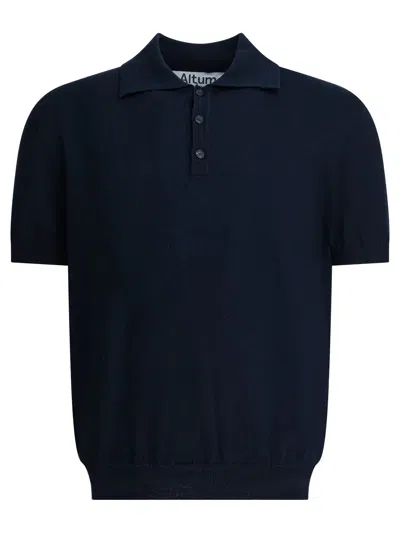 Altum Navy Cotton Polo Shirt In Blue