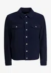 Altum Suede Buttoned Overshirt In Blue