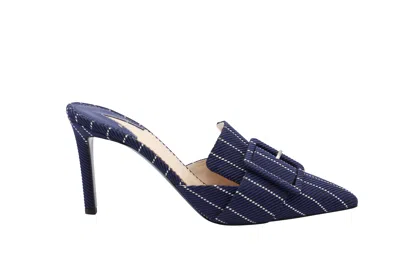 Altuzarra 75mm Pinstripe Heels In Navy Blue Leather