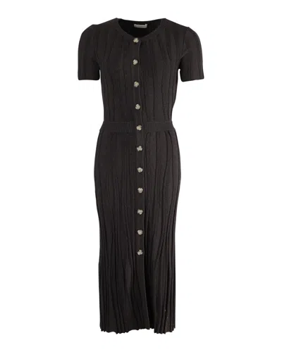 Altuzarra Abelia Knitted Pleated Midi Dress In Black Lurex