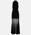 Altuzarra Alicka Turtleneck Sleeveless Sheer Maxi Dress In Black