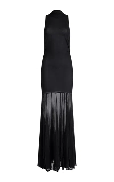 Altuzarra Alicka Mesh Jersey Maxi Dress In Black