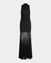 Altuzarra Alicka Turtleneck Sleeveless Sheer Maxi Dress In Black