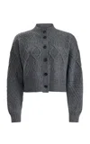 Altuzarra Amory Cable-knit Wool-blend Cropped Cardigan In Gray