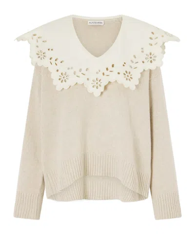 Altuzarra Anglaise-trimmed Wool Sweater In Neutral