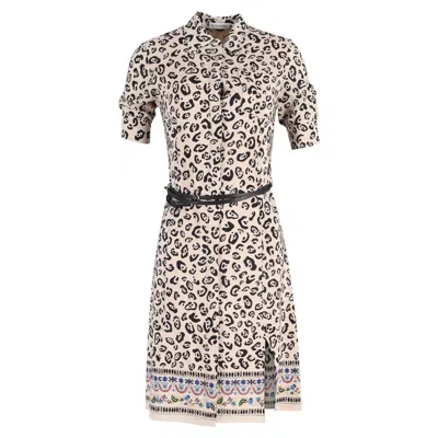 Pre-owned Altuzarra Animal Print Knee-length Belted Shirt Dress In Cream Silk In Multi