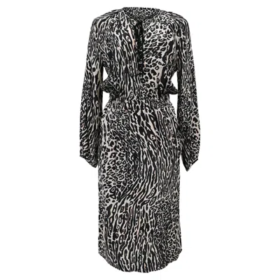 Altuzarra Animal Print Midi Long Sleeve Dress In Multicolor Viscose