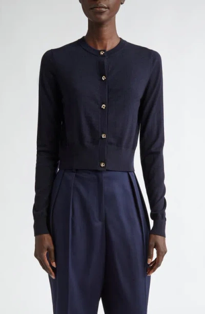Altuzarra Arlette Merino Wool Blend Cardigan In 000400 Navy