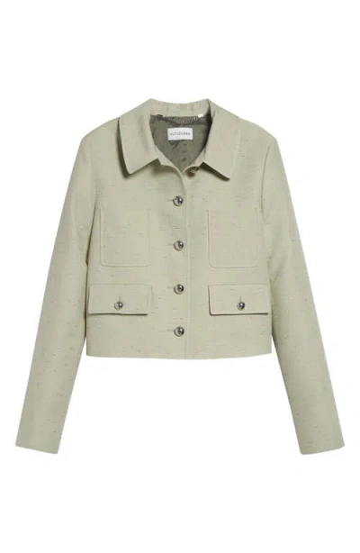 Altuzarra Astley Crop Flecked Cotton Blend Jacket In Green