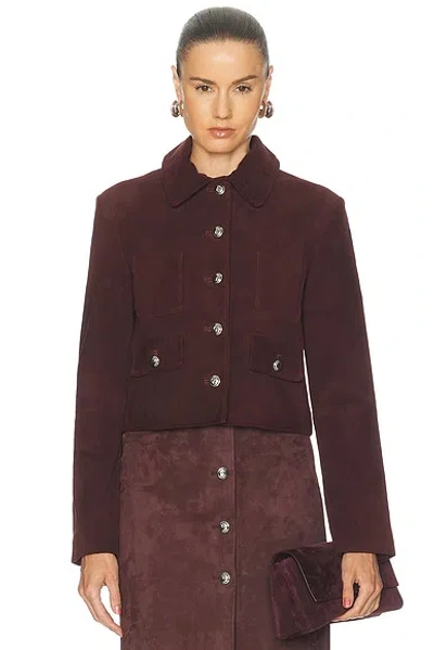 Altuzarra Astley Cropped Suede Jacket In Burgundy