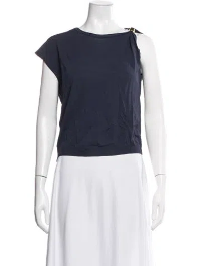 Pre-owned Altuzarra Asymmetrical Short Sleeve Top In Blue