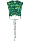 Altuzarra Ayana Cropped Embellished Ruched Tie-dyed Crepe De Chine Top In Grün
