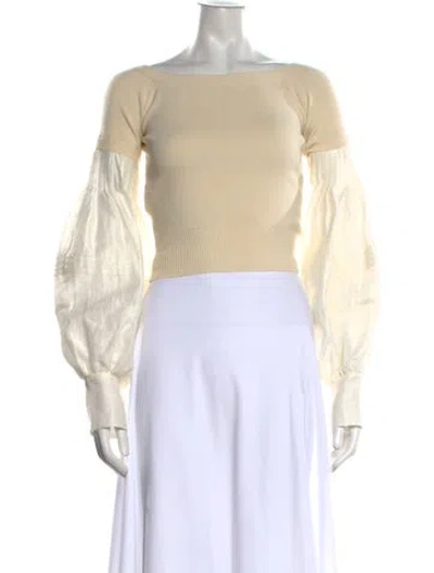 Pre-owned Altuzarra Bateau Neckline Long Sleeve Top In Neutrals