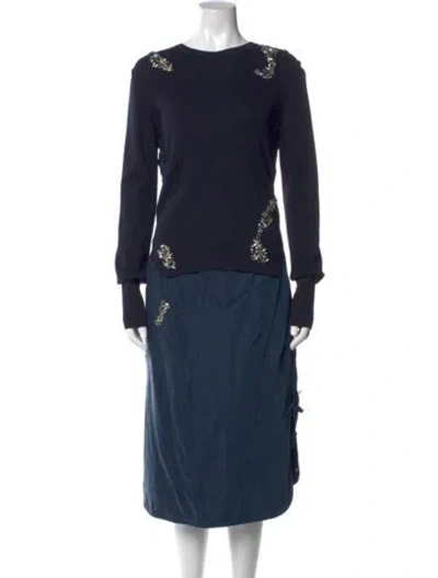 Pre-owned Altuzarra Bateau Neckline Midi Length Dress In Blue