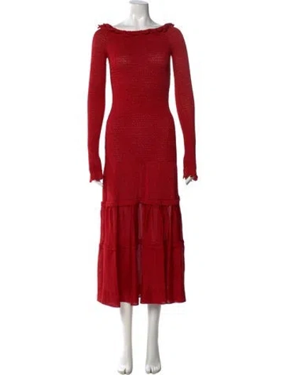 Pre-owned Altuzarra Bateau Neckline Midi Length Dress In Red