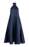 Altuzarra Becca Silk Halter Midi Dress In Navy