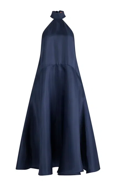 Altuzarra Becca Silk Halter Midi Dress In Navy