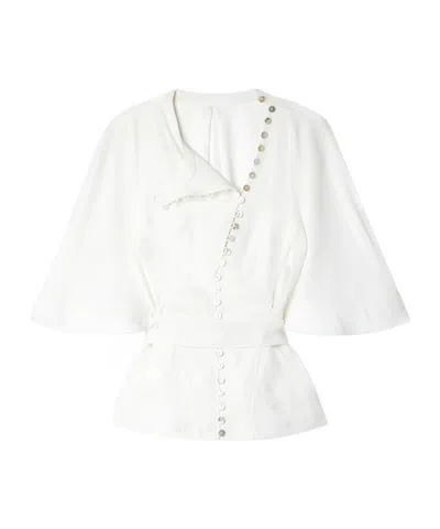 Altuzarra Belted Crepe Blouse In White