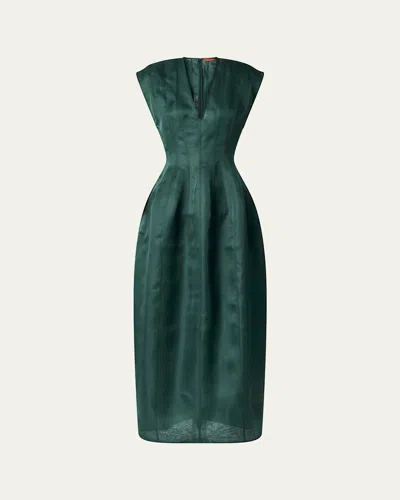 Altuzarra Bichette Paneled Cap-sleeve Midi Dress In Monstera