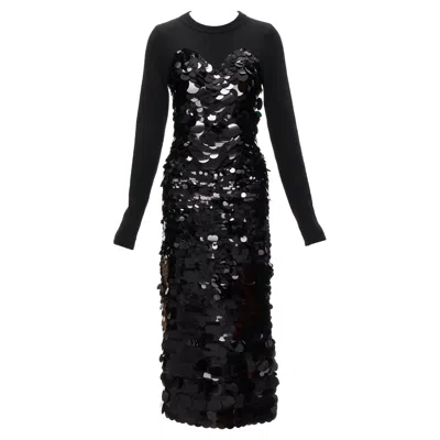 Pre-owned Altuzarra Black Merino Wool Knit Gradient Pailette Cocktail Dress Xs