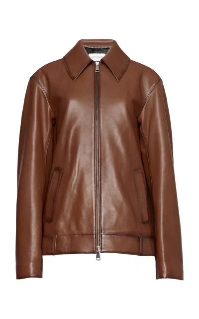 Altuzarra Bobbie Leather Coat In Brown