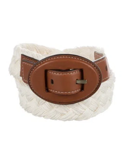 Pre-owned Altuzarra Braided Accents Waist Belt In Brown/white