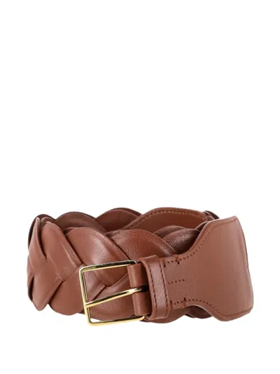 Pre-owned Altuzarra Braided Skinny Belt In Brown