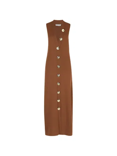 Altuzarra Button-up Sleeveless Maxi Dress In Brown